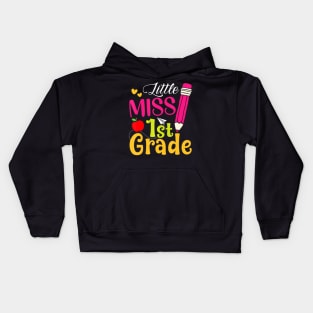 Little Miss 1st Grade Cute Back To School Hello First Grade Kids Hoodie